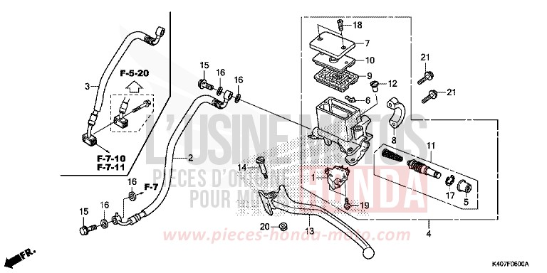 REAR BRAKE MASTER CYLINDER for Forza 125 MAT LUSENT SILVER METALLIC (NHC09) from 2019